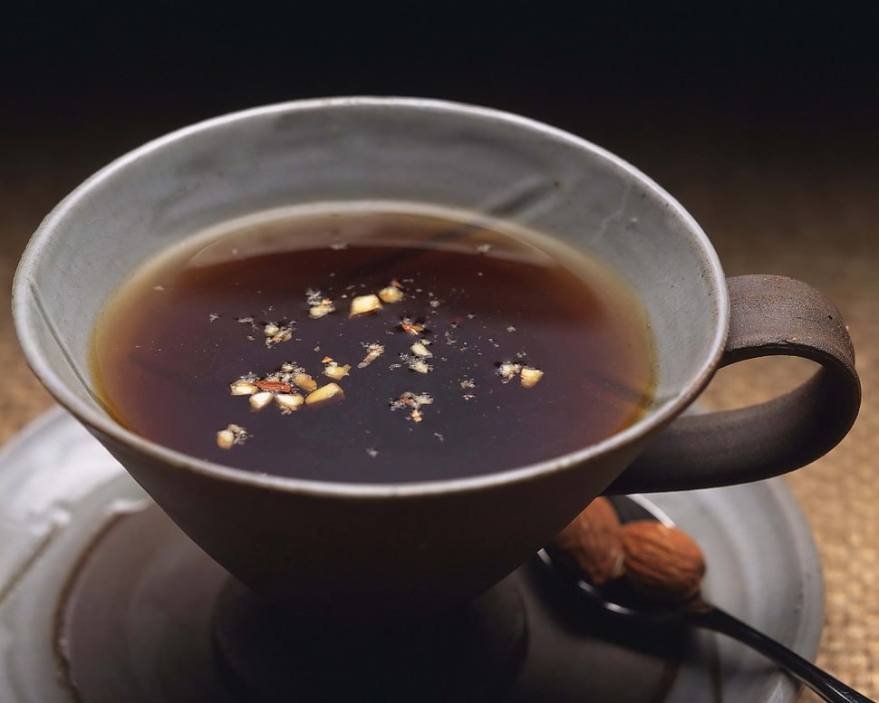 brown ceramic mug with brown liquid HD wallpaper